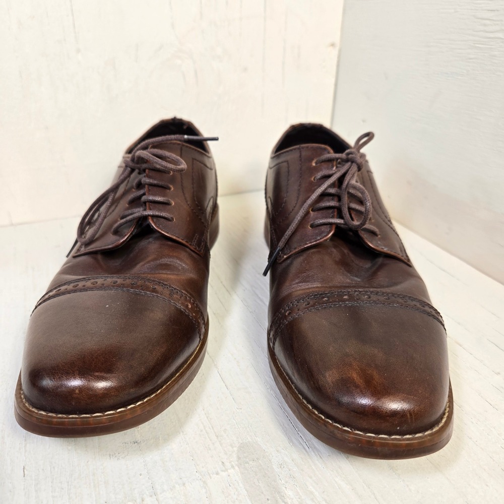 Rockport Walkability Mens Brown Leather Cap Toe Brogue Oxford Dress Shoes Size 8